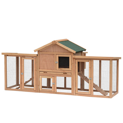 Hen Coop, with Comfortable Nesting Box & Fun Outdoor Run 204 x 85 x 93cm