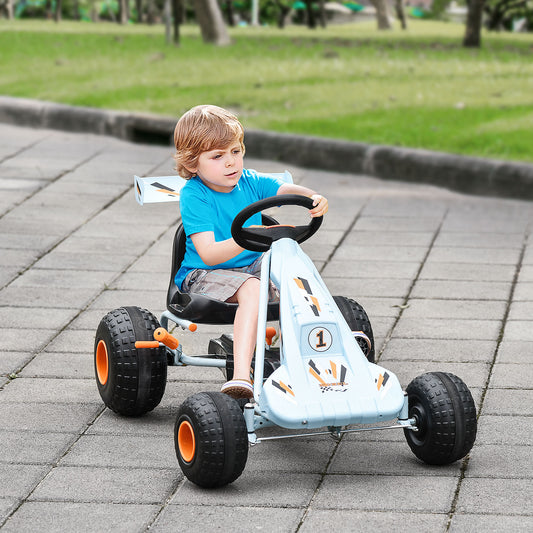 Homcom Childs Pedal Go Kart, For Kids Children'S Go Karts Kids Pedal Cart  Adjustable Seat PP - Blue/Orange 