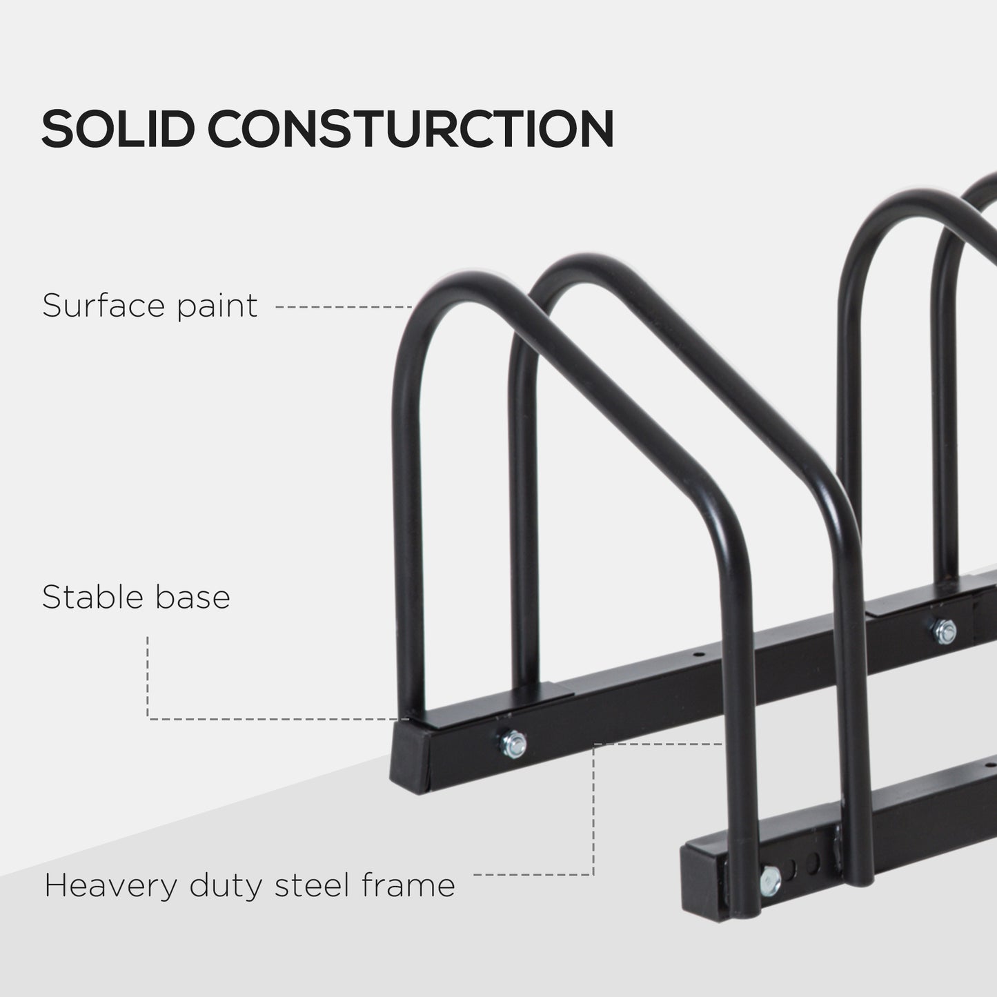 6-Bike Floor Parking Stand Parking Rack, 160Lx33Wx27H cm, Steel-Black