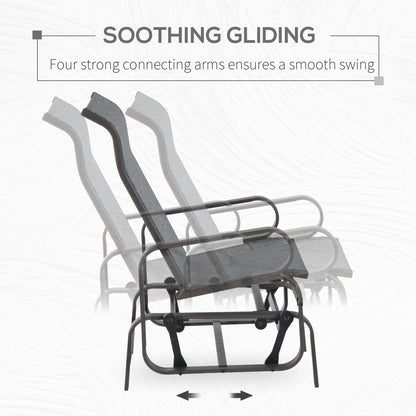 Outdoor Gliding Rocking Chair w/ Sturdy Metal Frame Garden Comfortable Swing Chair for Patio, Backyard & Poolside, Grey