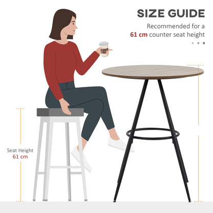 Round Bar Table with Fixed Tabletop and Steel Legs, Circular Cocktail Table for Dining Room, Home Bar