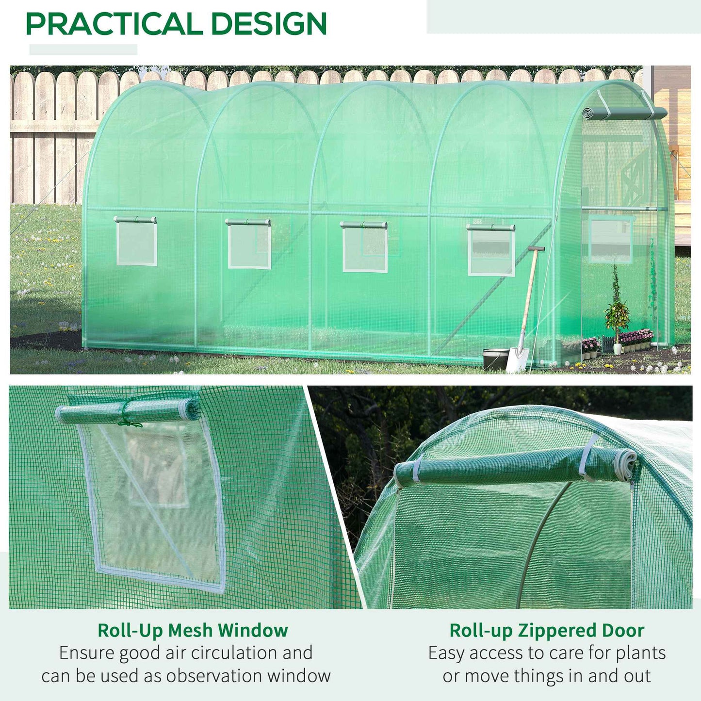 Walk in Polytunnel Outdoor Garden Greenhouse with Windows and Doors (4 x 2M) Plant Flower