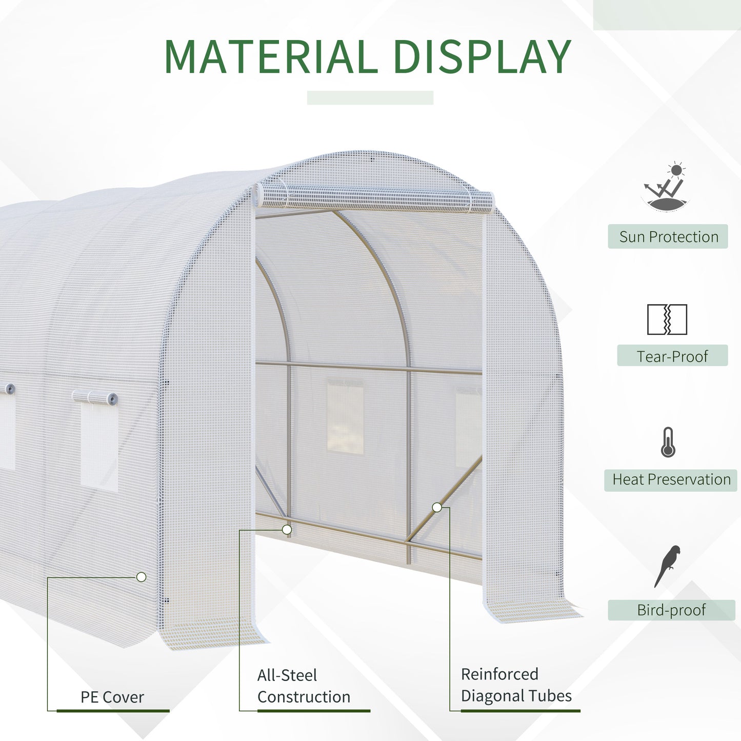 3.5 L x 2 W 2H m Walk-in Greenhouse Large Galvanized Steel Frame Poly Tunnel Planting Anti-UV-White  Aosom IE