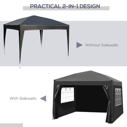 Pop Up Gazebo Marquee, 3x3 m-Black