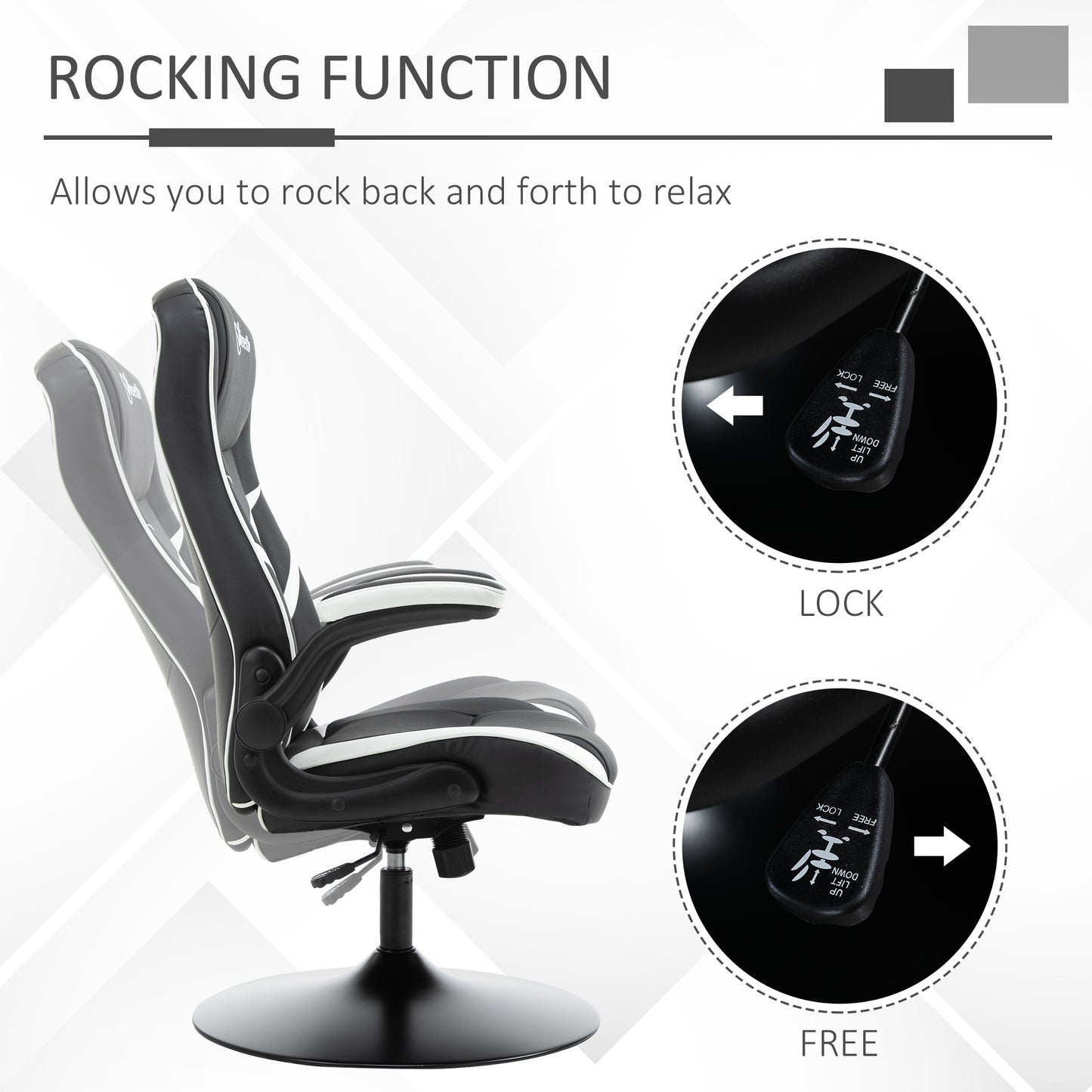 Ergonomic Game Chair, without Wheels, with Adjustable Height Pedestal Base, Leather