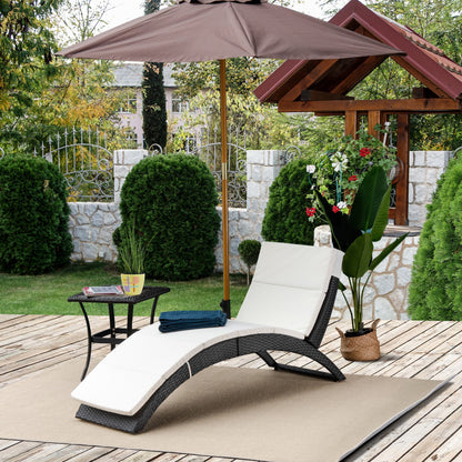 Outsunny Rattan Wicker Folding Sun Lounger-Black