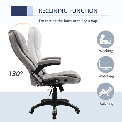 High Back Office Desk Chair, 135° Reclining, with Adjustable Height, Grey