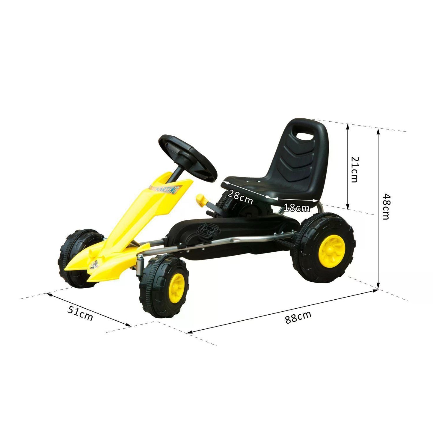 Homcom Pedal Go Kart Go Karting For Kids Children'S Go Karts Kids Pedal Cart Kettler Go Kart -Yellow/Black