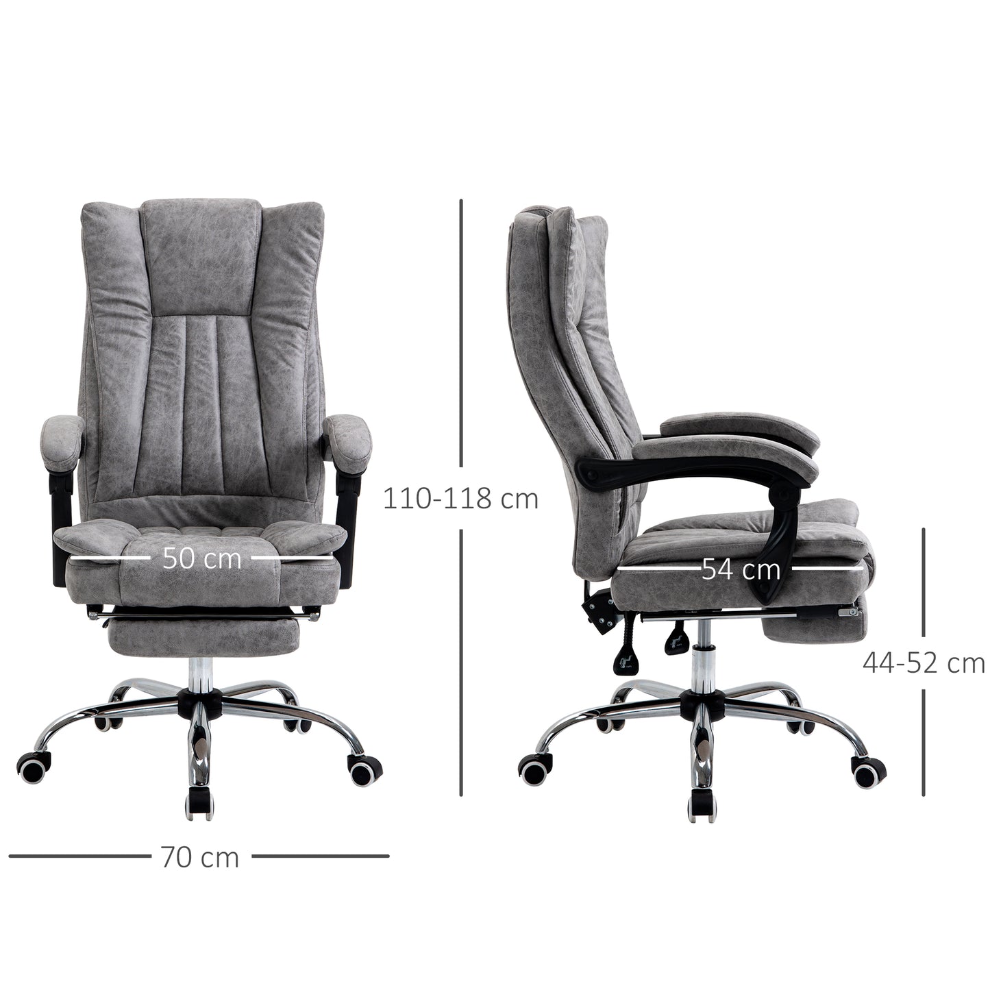 High Back Office Desk Chair, with Footstool, Reclining Function Armrests Swivel