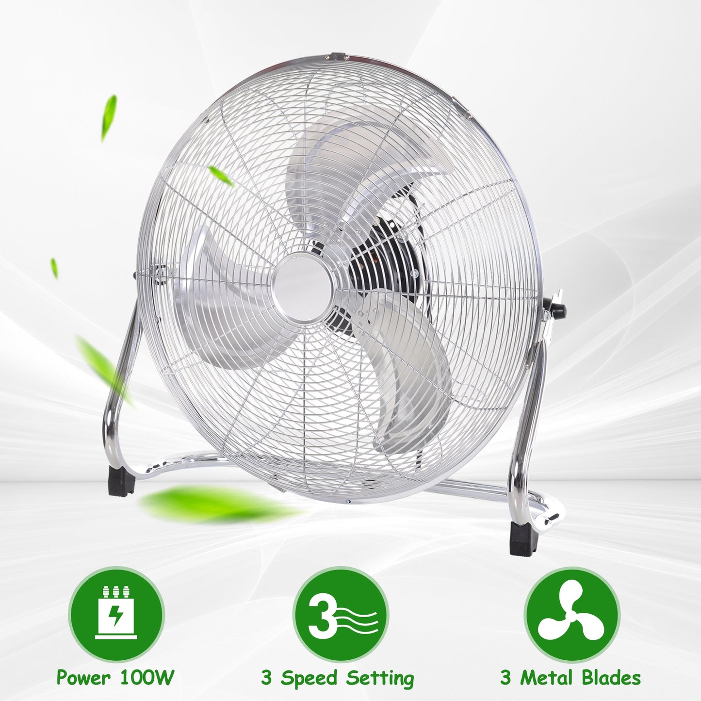 100W 3 Wind Speed Metal Fan Silver