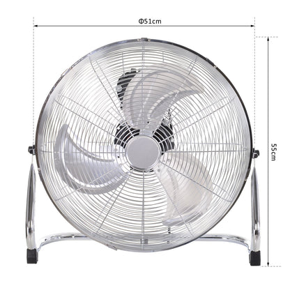 HOMCOM 100W 3 Wind Speed Metal Fan Silver