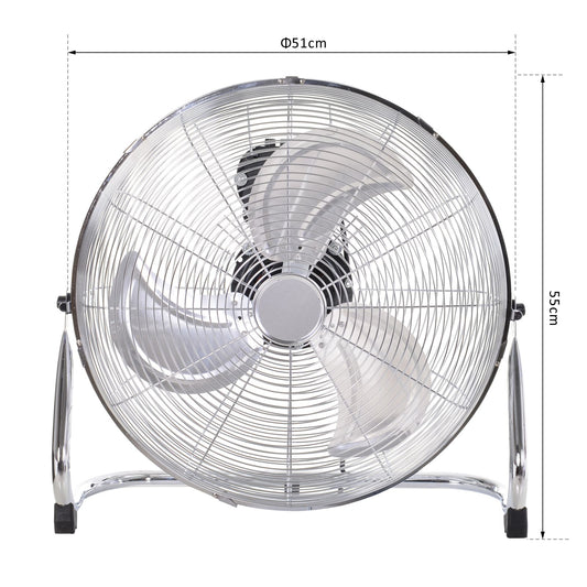 HOMCOM 100W 3 Wind Speed Metal Fan Silver