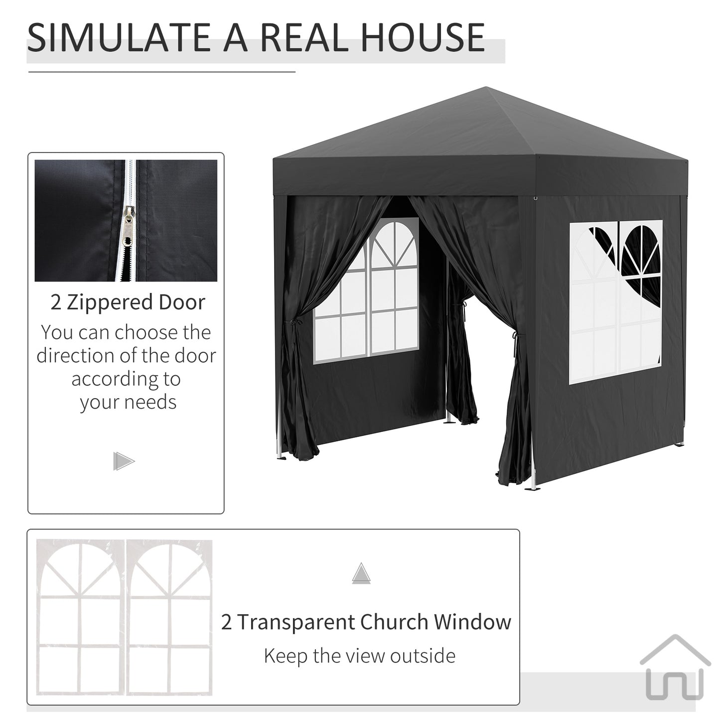 2 x 2m Pop Up Gazebo-Black