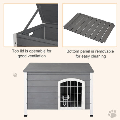 Indoor Dog Kennels, Wooden, Wire Door with Lock with Openable Top Removable Bottom Gray