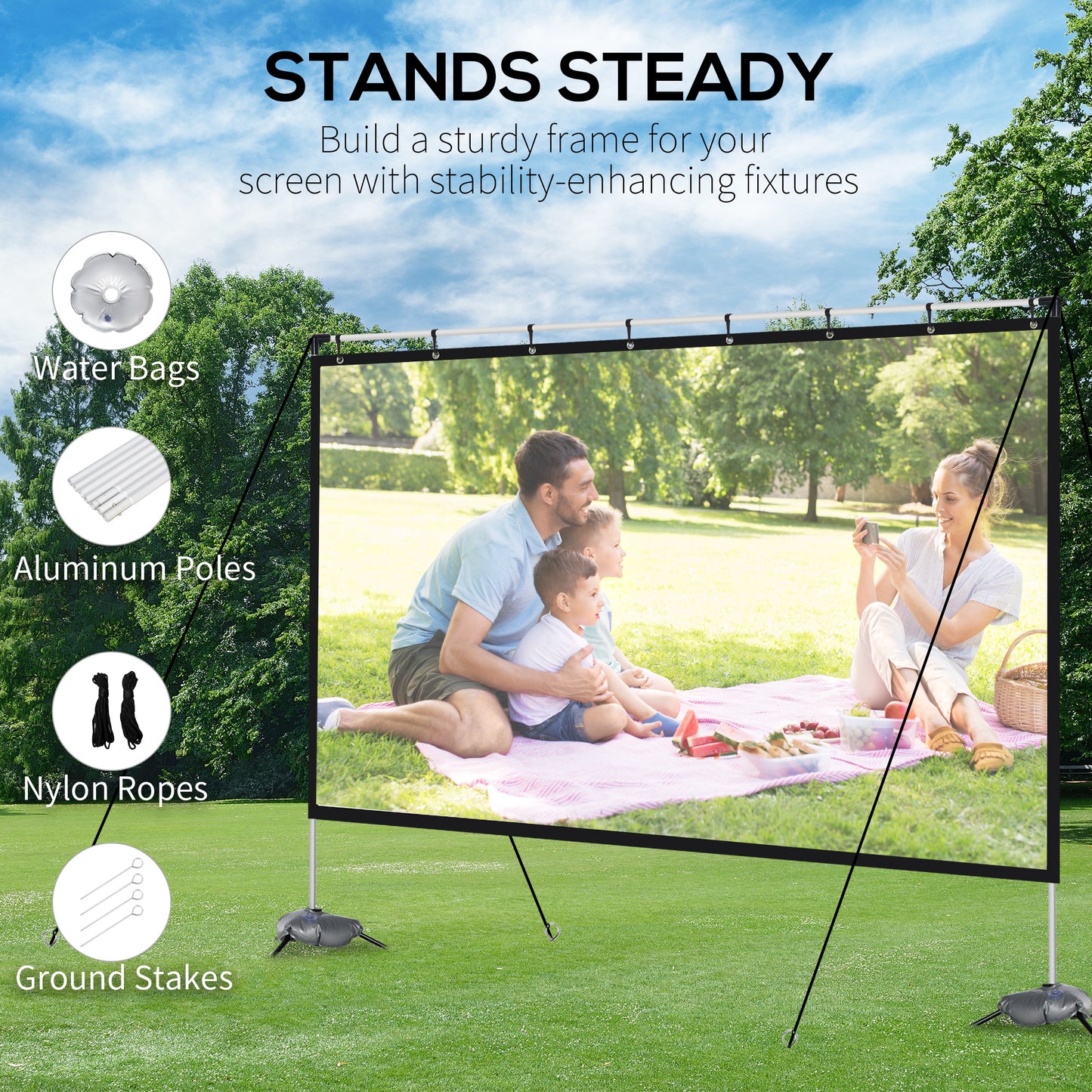 Portable Projector Screen, Display Screen, 120 inch Projector Screen & Stand Portable Front & Rear Projection Screen 4K HD