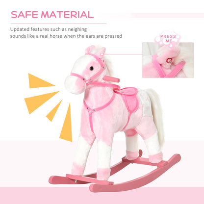 Childrens Rocking Horse with Sound-Pink