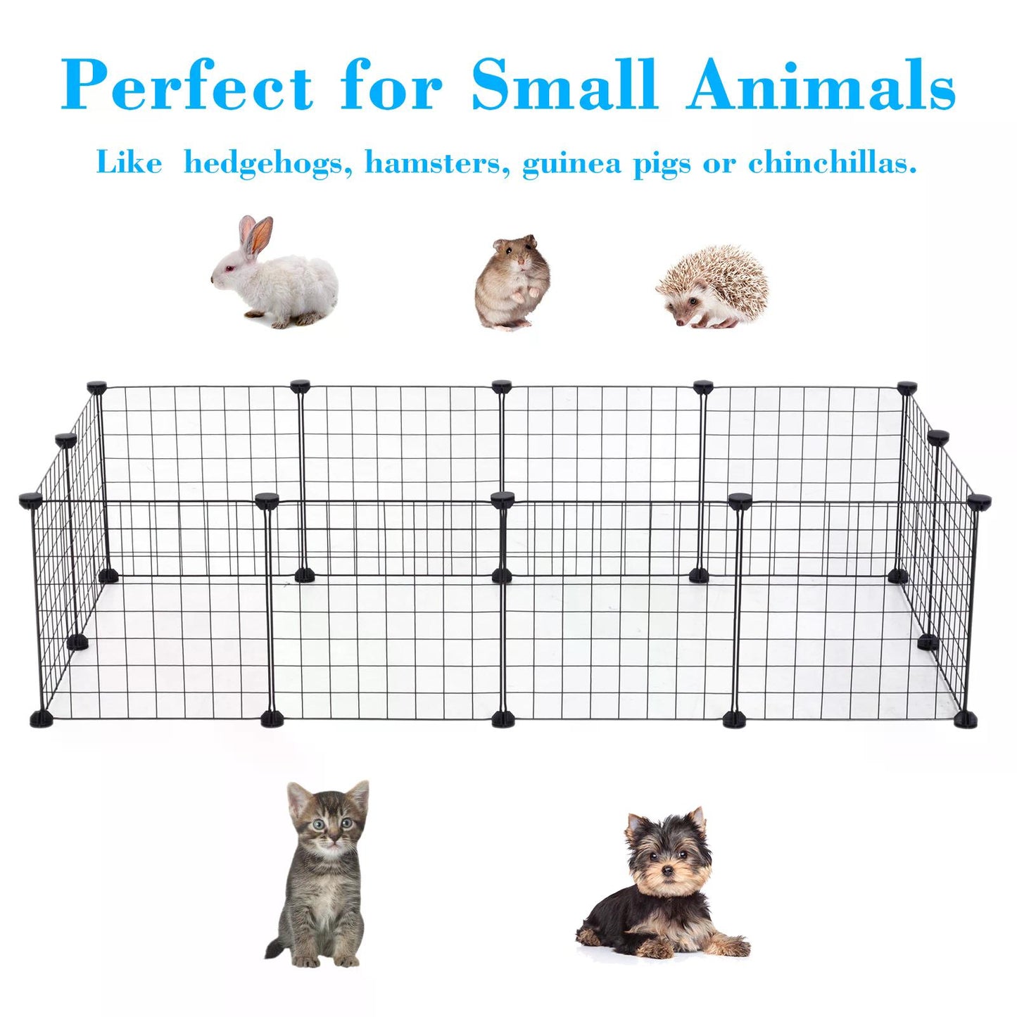 Dog Playpen, Dog Pen Indoor, DIY, Metal Wire Fence 12 Panel Enclosure Indoor Guinea Pig Rabbit Small Animals Cage Black