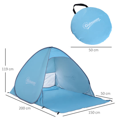 2 Person Pop up Beach Tent Hiking UV Protection Patio Sun Shade Shelter (Blue) Instant Camping Portable Automatic Carry Case