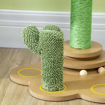 Cat Scratching Post, for Kitten, Sisal Rope Post, Interactive Ball, 60cm, Green