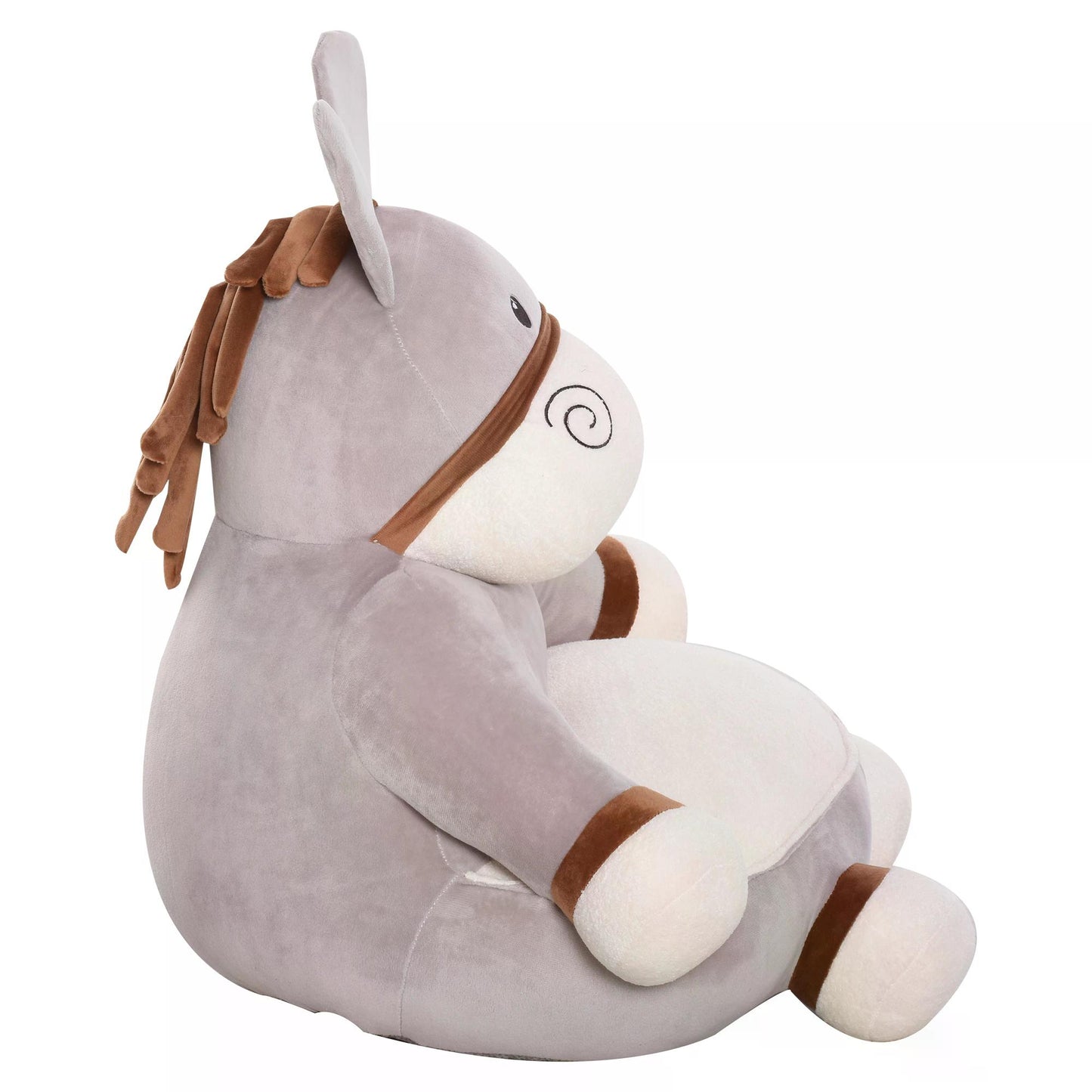 Toddlercouch, Cartoon Cute Donkey Multi-functional with Armrest Flannel PP Cotton 60 x 55 x 60cm Grey