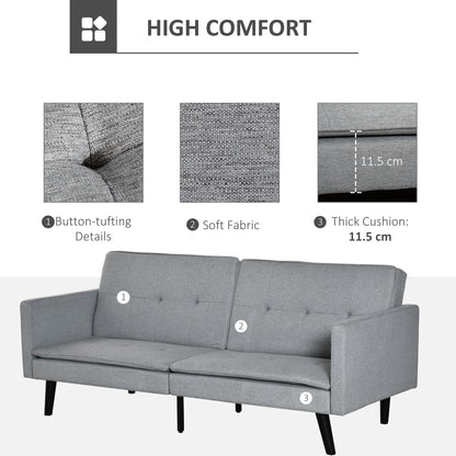 3-Seater Sofa Bed Click-Clack Settee Recliner Couch with Wood Legs for Living Room, Grey