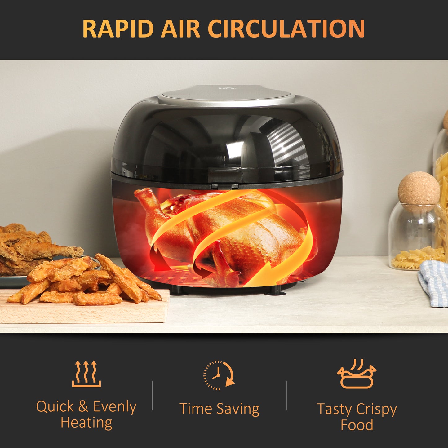 7L Digital Air Fryer Oven with Air Fry, Roast, Broil, Bake, Dehydrate, 7 Presets, Rapid Air Circulation, 1500W