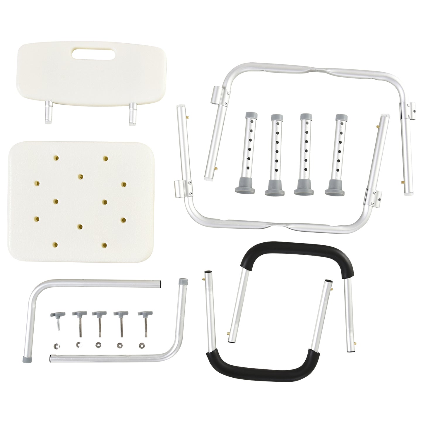 Adjustable Shower Bench, Portable Medical Stool with Adjustable Back and Armrest for Mobility