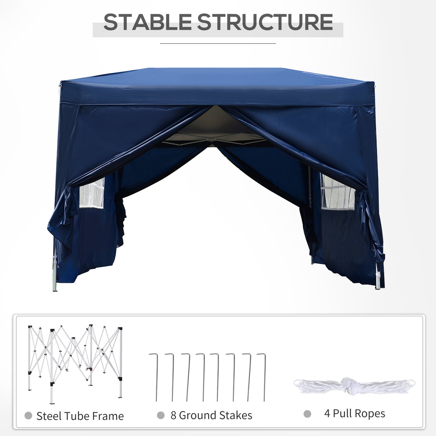 Pop Up Gazebo Marquee, size (3m x 3m)-Blue