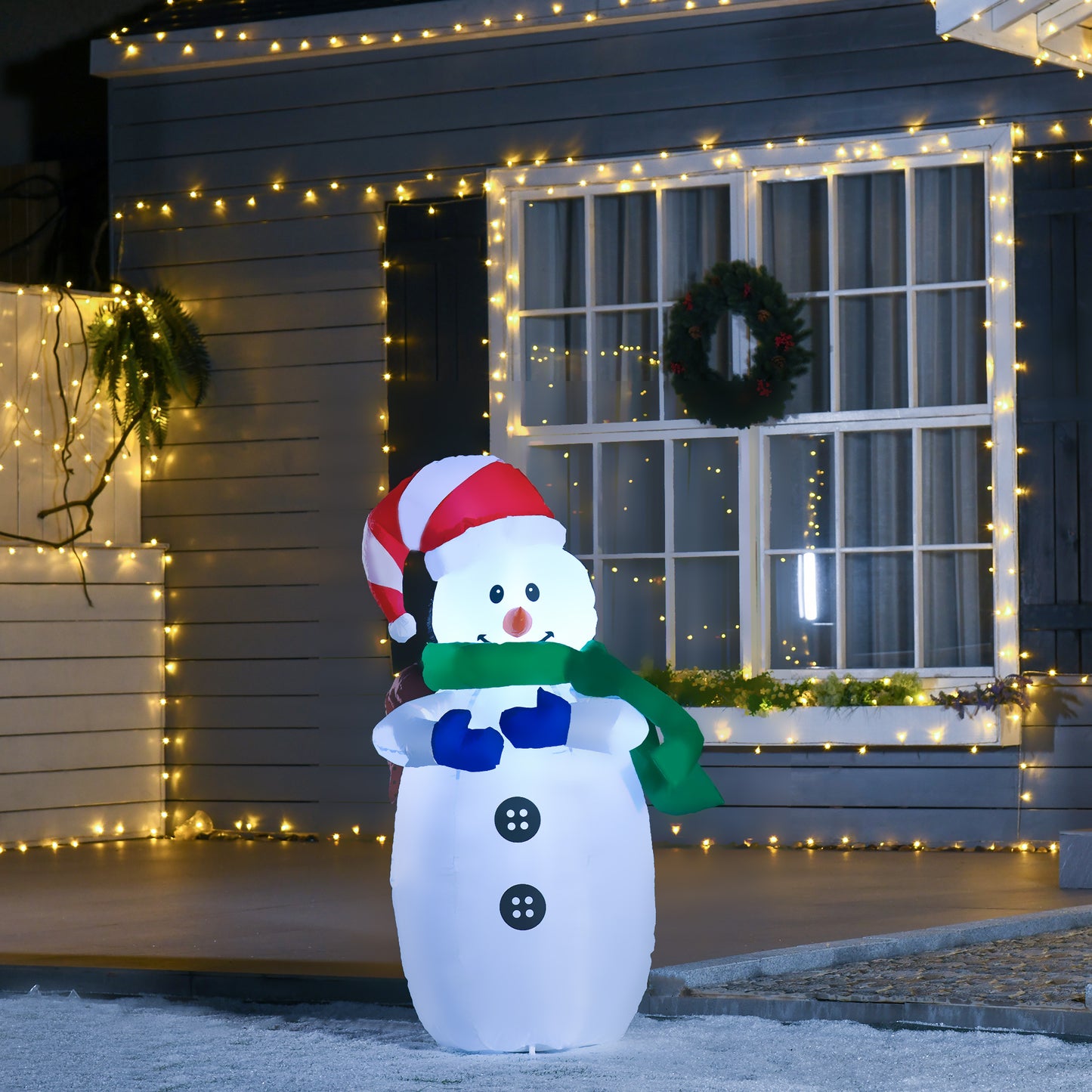 HOMCOM Inflatable Christmas Snowman 120 cm W/LED Lights 