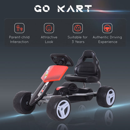 Homcom Pedal Go Kart Go Karting For Kids Children'S Go Karts Kids Pedal Cart Ride-On -Red/Black