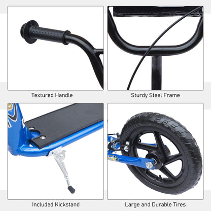 Bicycle Scooter, Kick Scooter for Kids, Big Wheel, Ride On 12" EVA Tyres, Blue