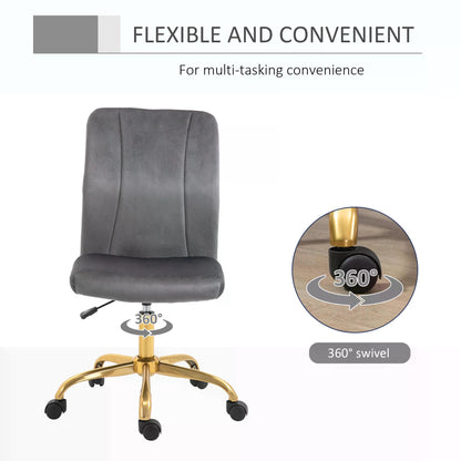 Armless Office Task Chair, w/360° Swivel Office Chair, Height Adjustable