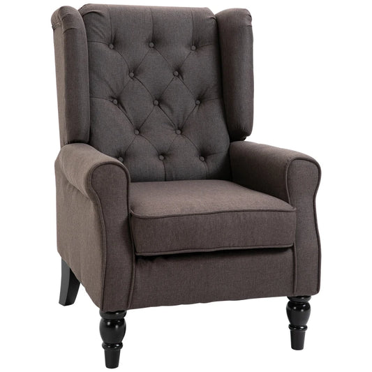 HOMCOM Vintage-Style Wingback Armchair - Brown