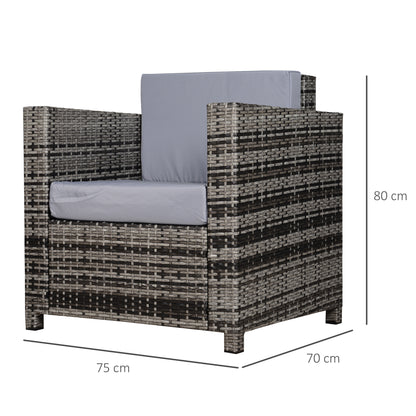 Rattan Outdoor Garden Single Sofa Armchair Grey