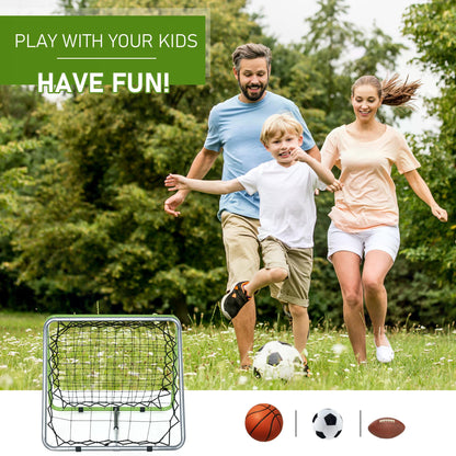 Football Training Net, Soccer Kickback Target Goal Both Side Rebounder Net, Adjustable Angle Goal Training Set for Kids