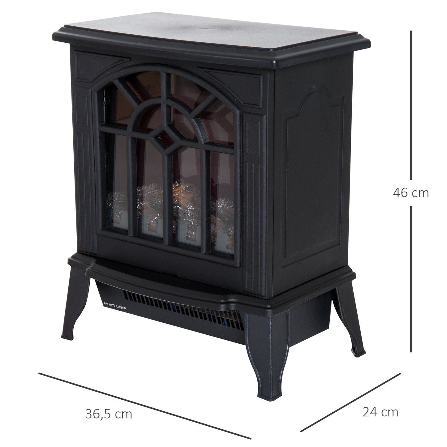 Electric Stove Fire, Electric Freestanding Fireplace, Flame Effect , w/ LED 900W/1800W Black