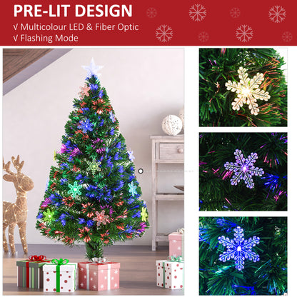 4ft 120cm Green Artificial Christmas Tree W/ Showflakes Lights