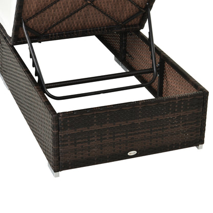 Rattan Recliner Lounger Garden Furniture Sun Lounger Recliner Bed Chair Reclining Patio Wicker Brown Single PE