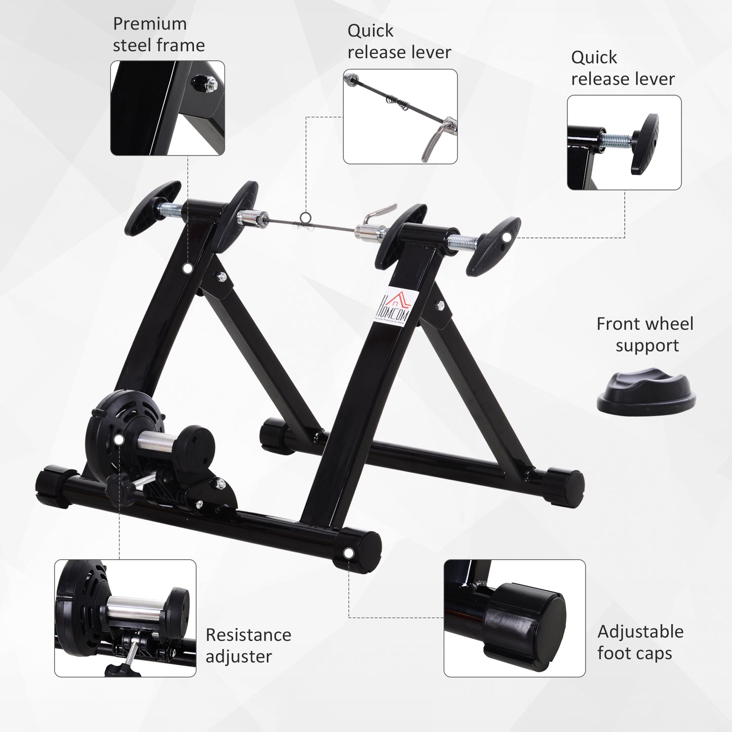 Foldable Indoor Bike Turbo Trainer Exercise Bike Gym Bike Trainer Bike Exercise Stand-Black