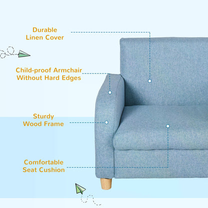 Kids Armchairs Children Sofa Kids Sofa Upholstered Armchai Kids Mini Sofa Children Armchair Kids Elevated Linen Armchair - Blue