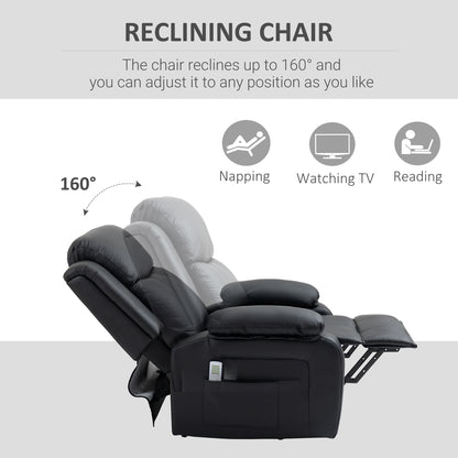 Electric Armchair for Elderly, Leather, w/ Remote Control, Footstool, Black