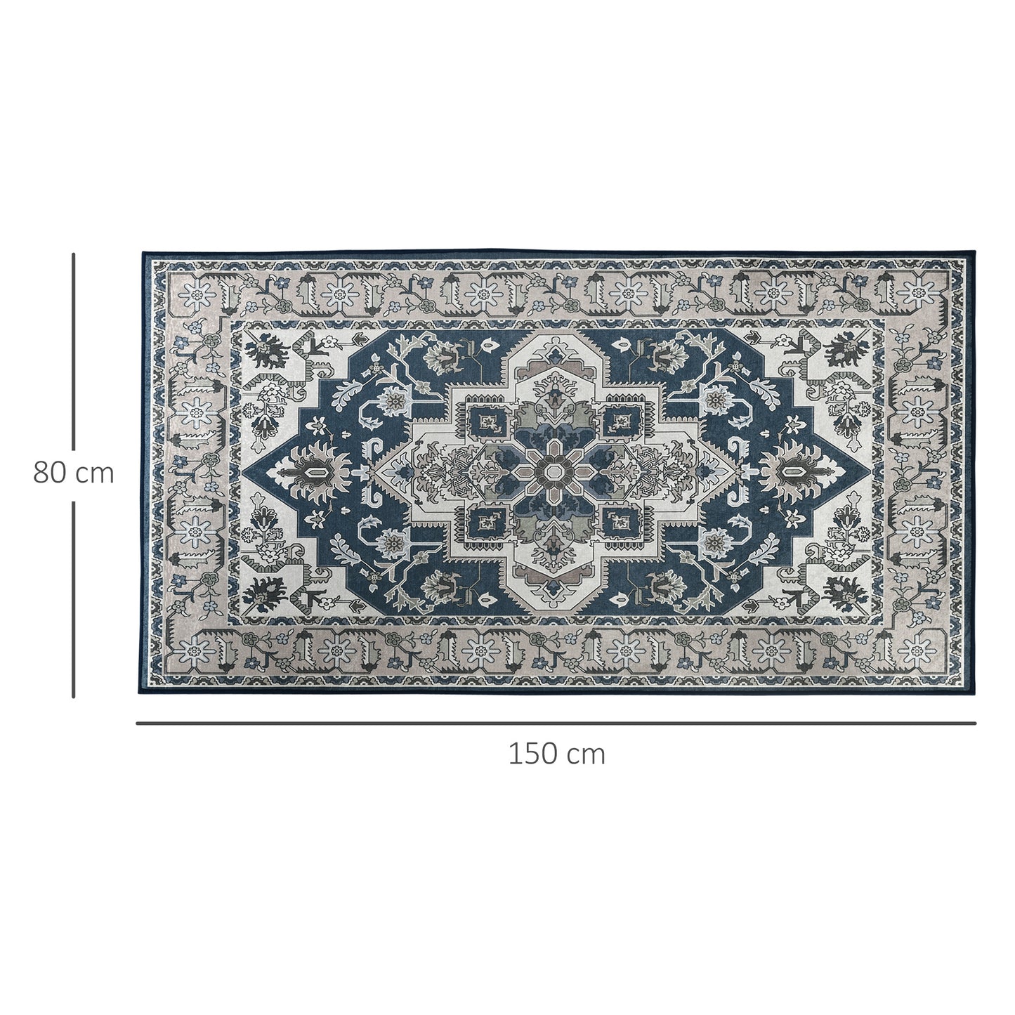 Persian Rugs Carpet, Boho Bohemian Area Rugs Large Carpet Vintage for Living Room, Bedroom, Dining Room, 80x150 cm, Grey