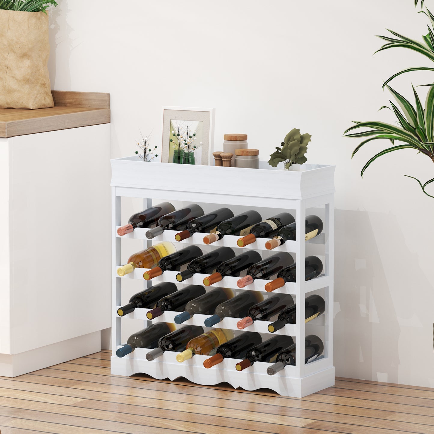 HOMCOM 70Wx22.5Dx70H cm 24 Bottles 4-tier Wine Rack-White  