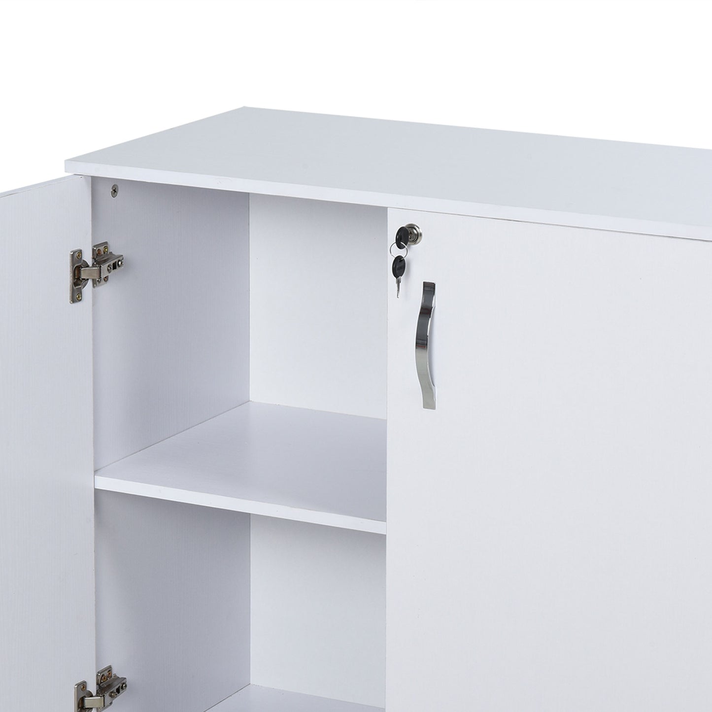 Lockable Filing Cabinet Particle Board 2-Tier White