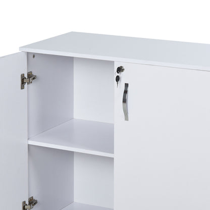 Lockable Filing Cabinet Particle Board 2-Tier White