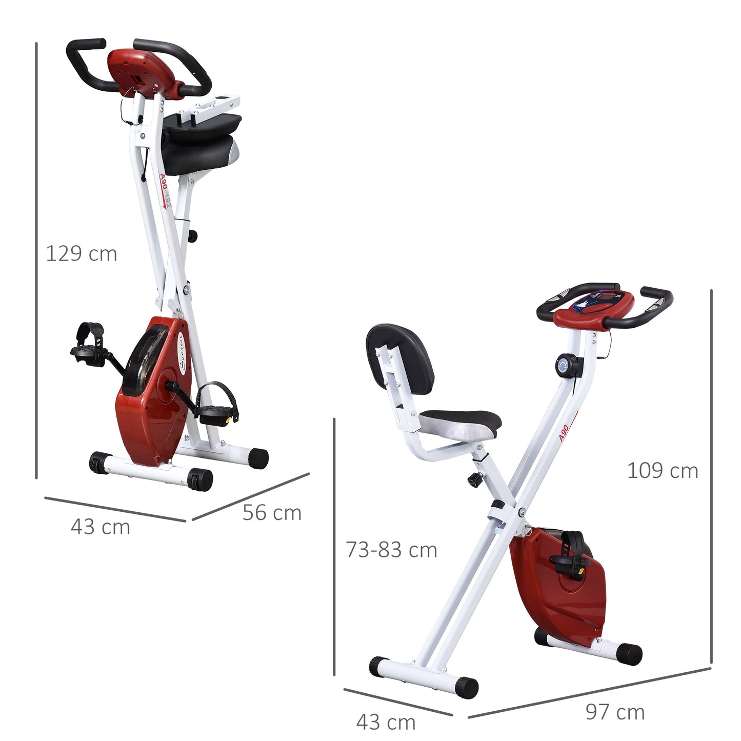 Foldable Exercise Bike, Steel Manual Resistance Exercise Bike w/ LCD Monitor spin exercise bike Red