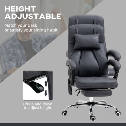 Executive Office Chair, Massage Office Chair, Office Chair, w/Headrest, Footstool, 135° Reclining, 360° Swivel Dark Grey