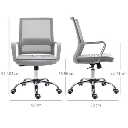 Ergonomic Desk Chair Mesh Office Chair with Adjustable Height Armrest and 360° Swivel Castor Wheels Grey  Aosom Irealnd