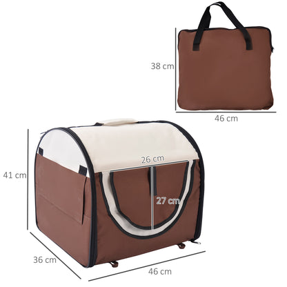 Cat Box Carrier, Folding Fabric Soft 46Lx36Wx41H cm-Brown