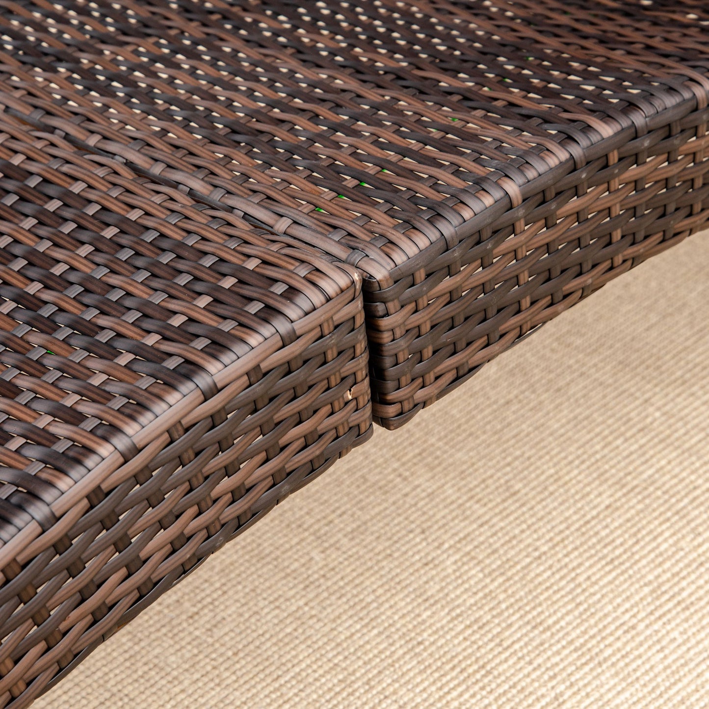 Rattan Wicker Folding Sun Lounger-Brown